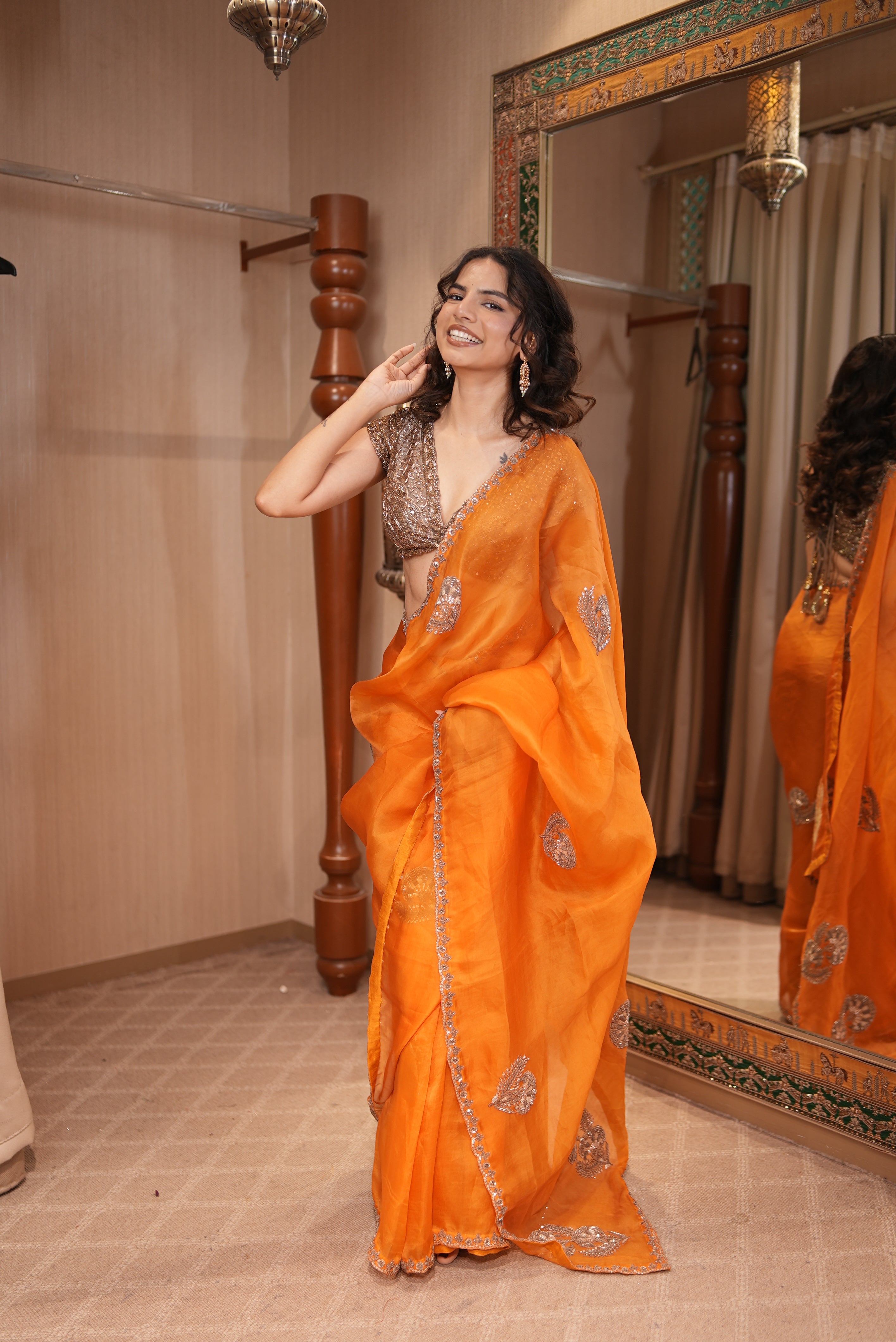 Amber Glow Organza Saree