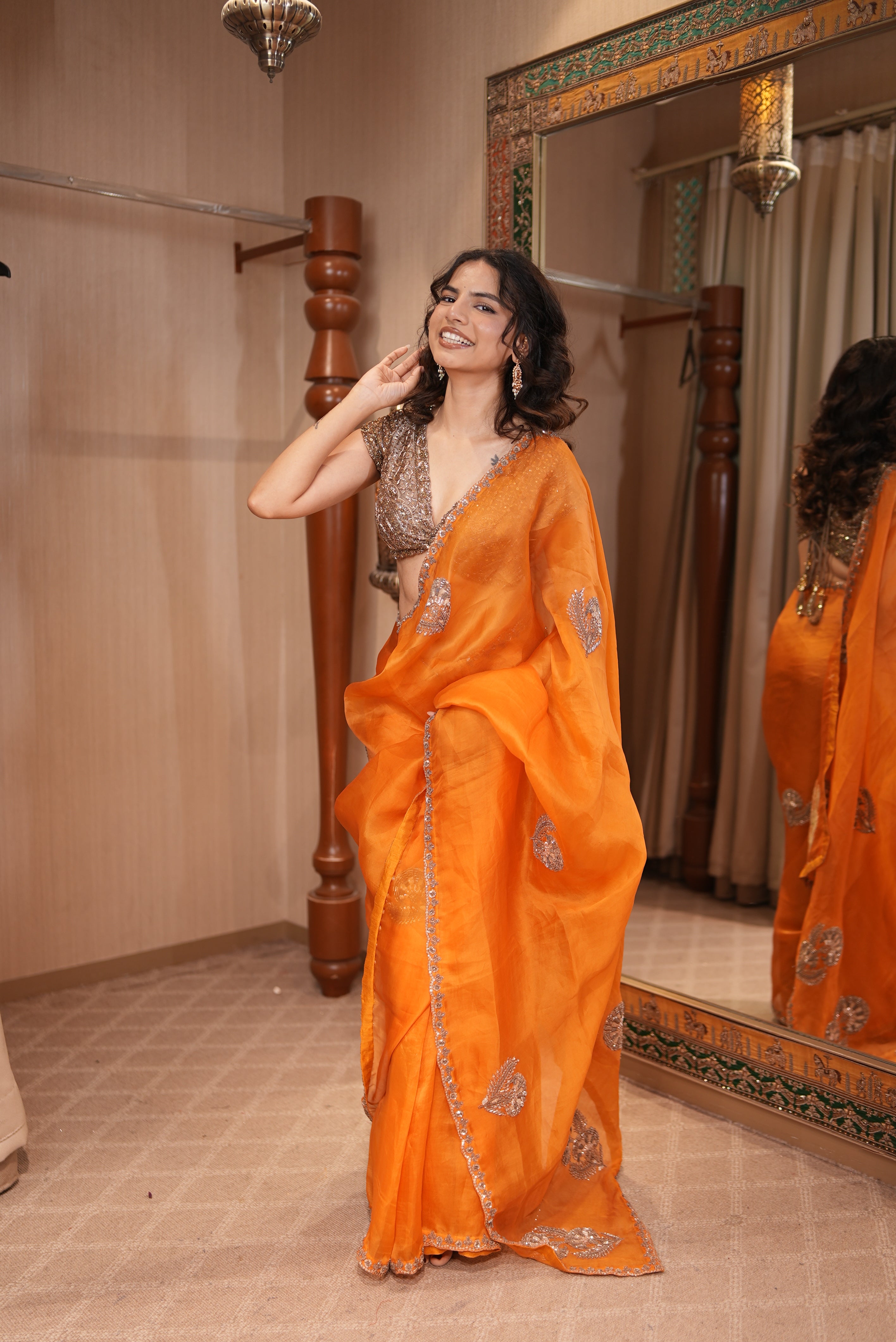 Amber Glow Organza Saree