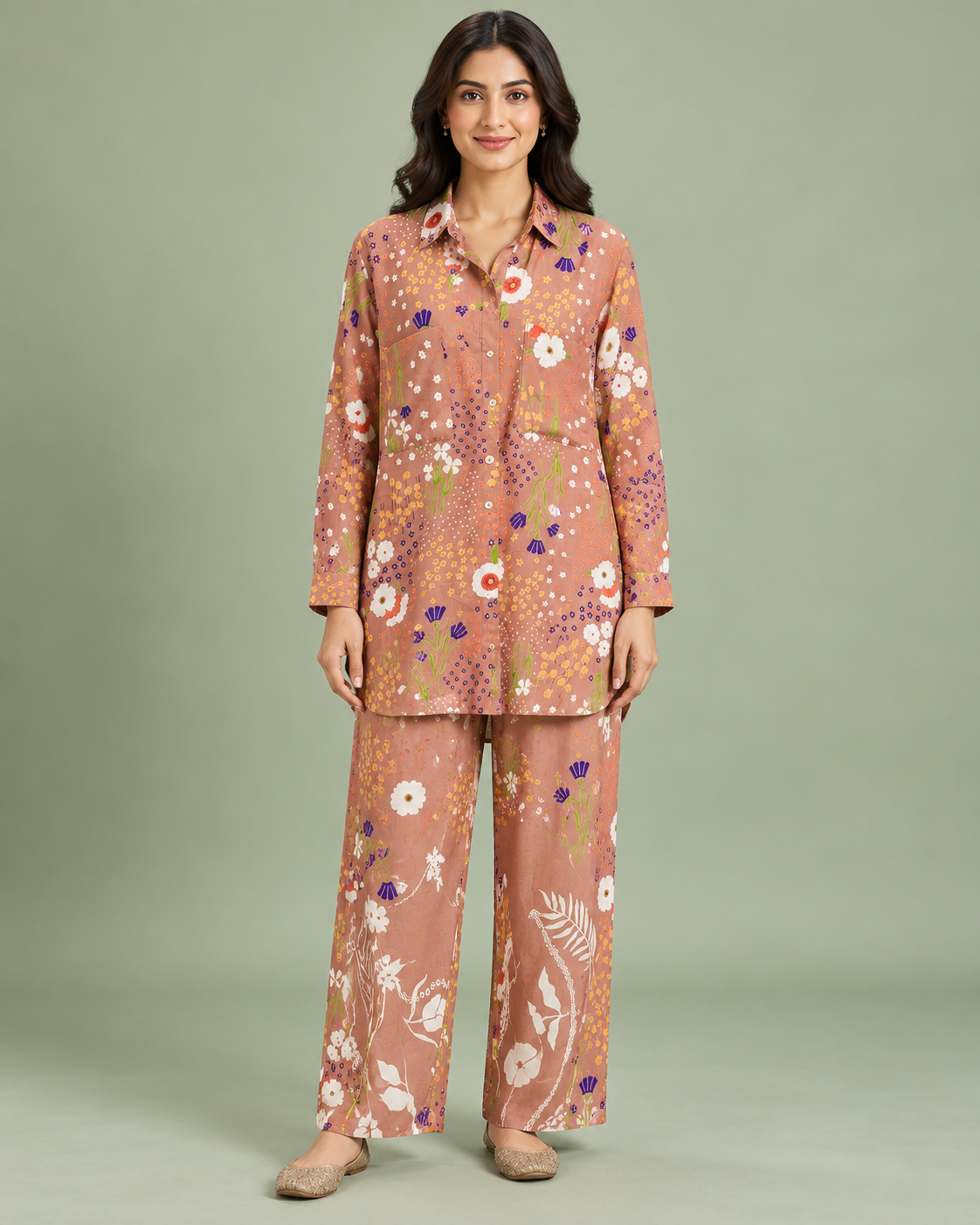 Brown Floral Co-ord Set