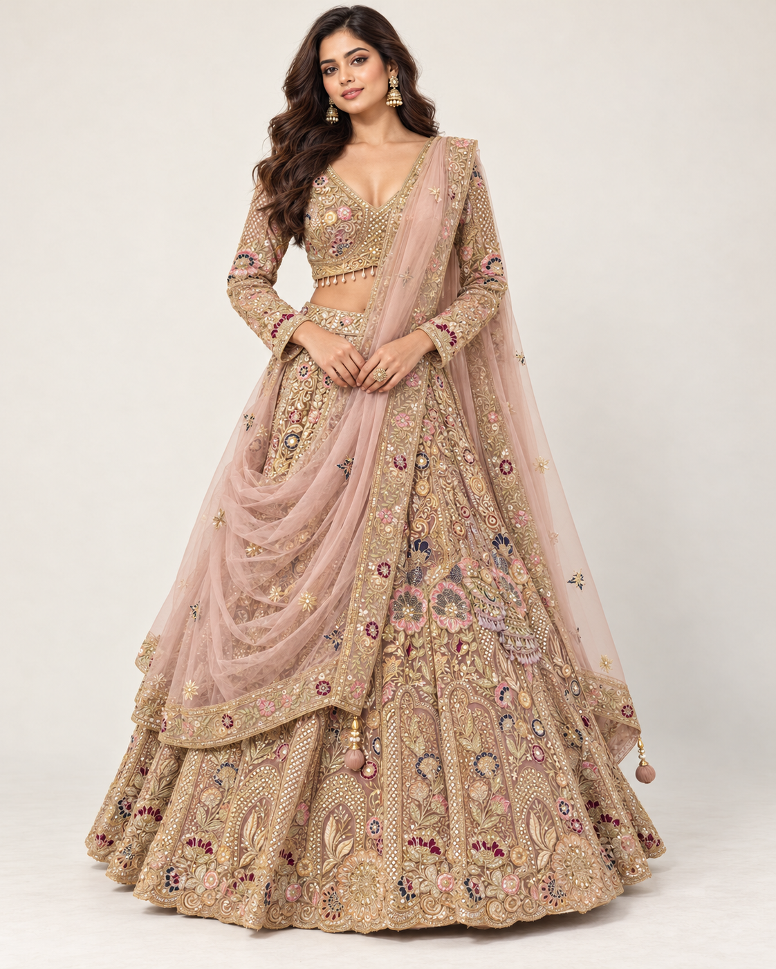 Blush Pink Embellished Bridal Lehenga Set Main image