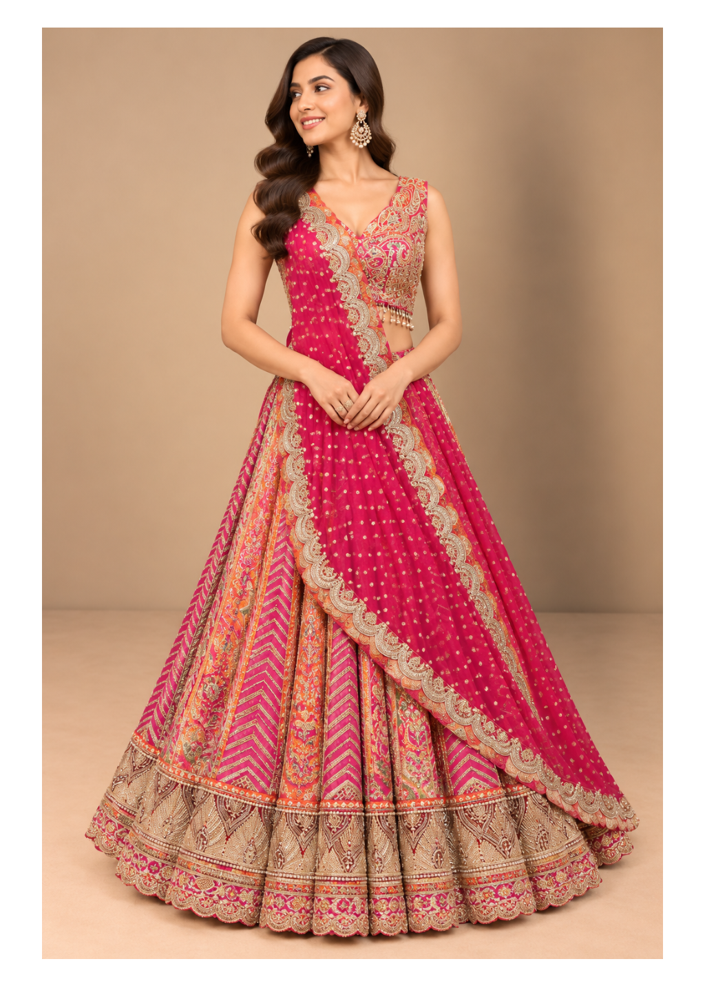 Rani Pink Embroidered Designer Bridal Lehenga Main image