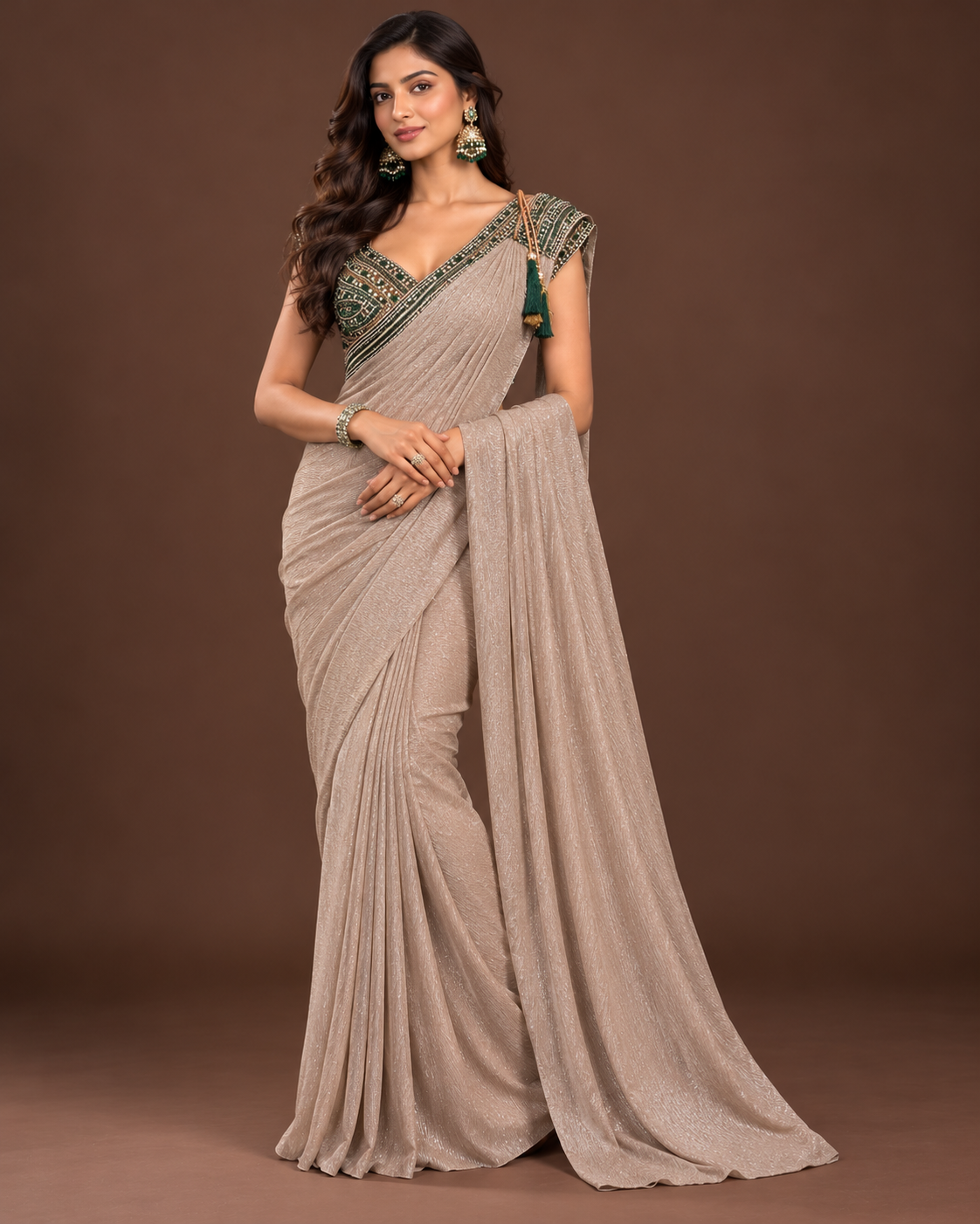 Gold Shimmer Saree with Embellished Border