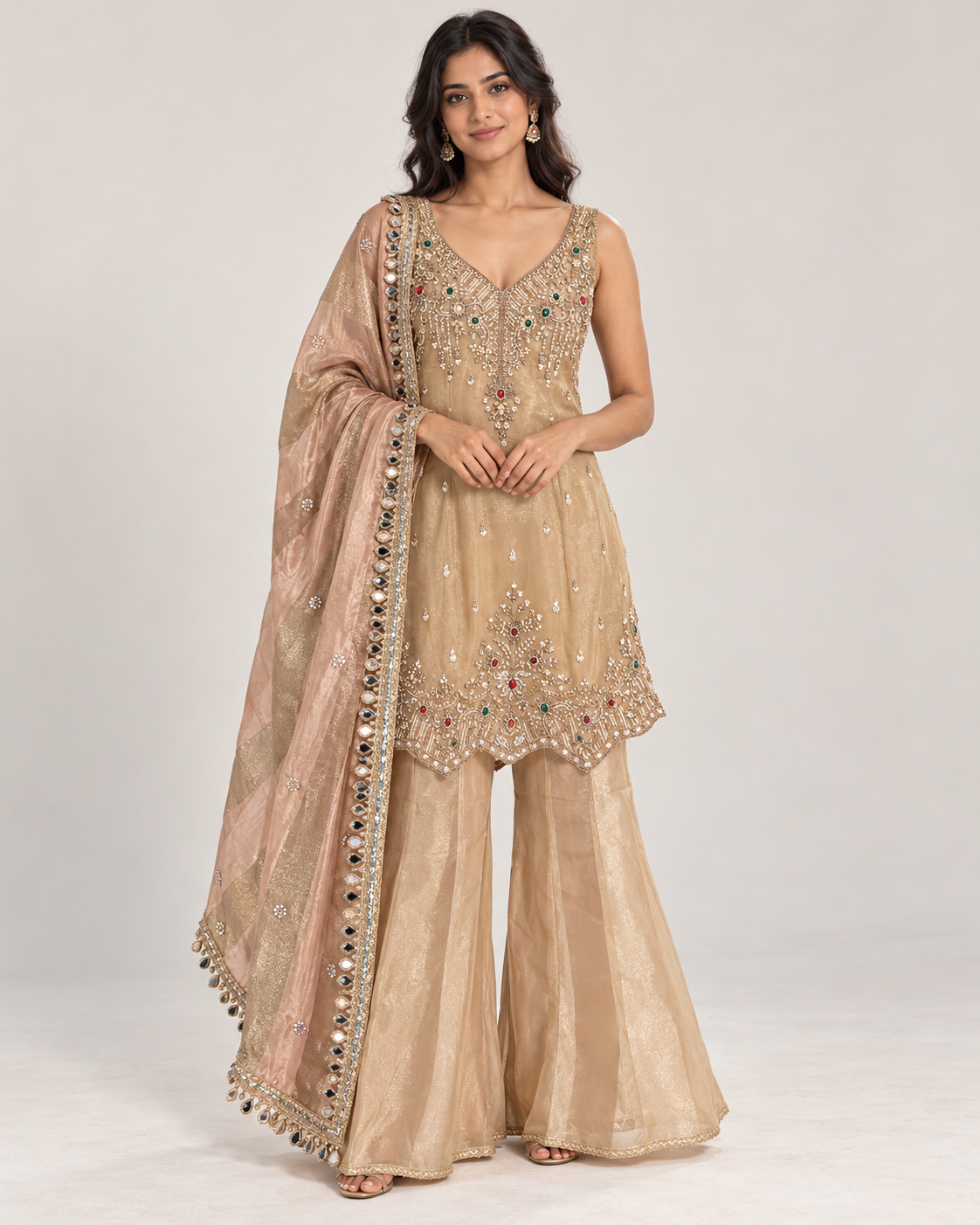 Elegent Champagne Embellished Suit
