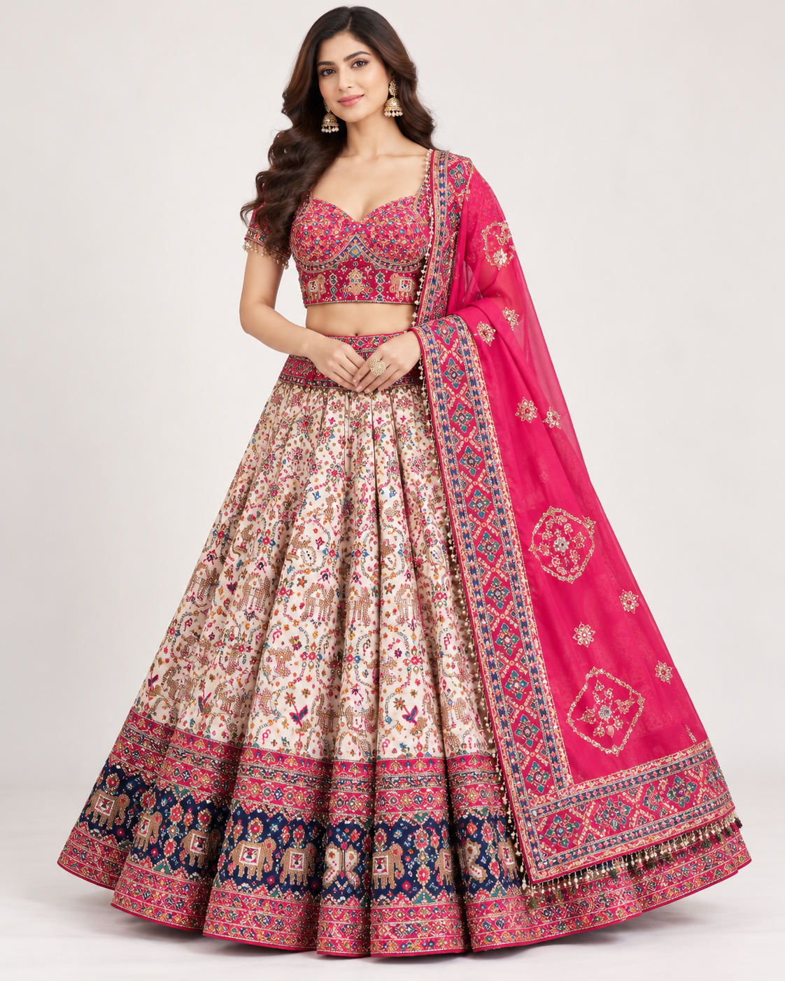 Elegent Rani Pink Embroidered Designer Lehenga Main image