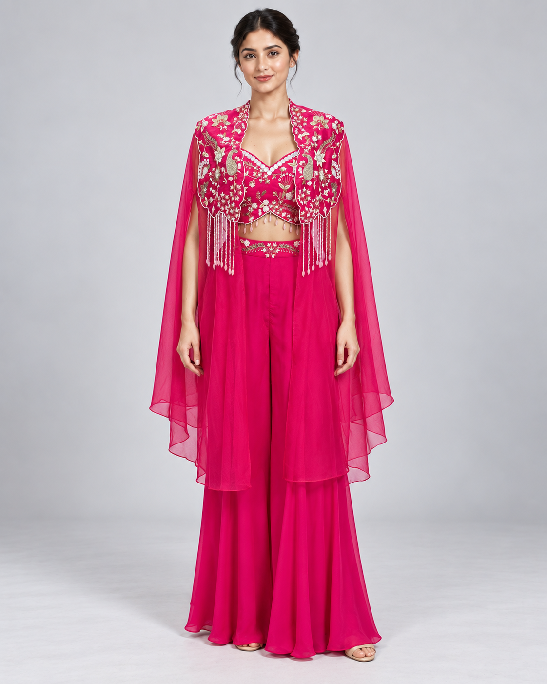 Rani Embroidered Cape Palazzo Set Main image