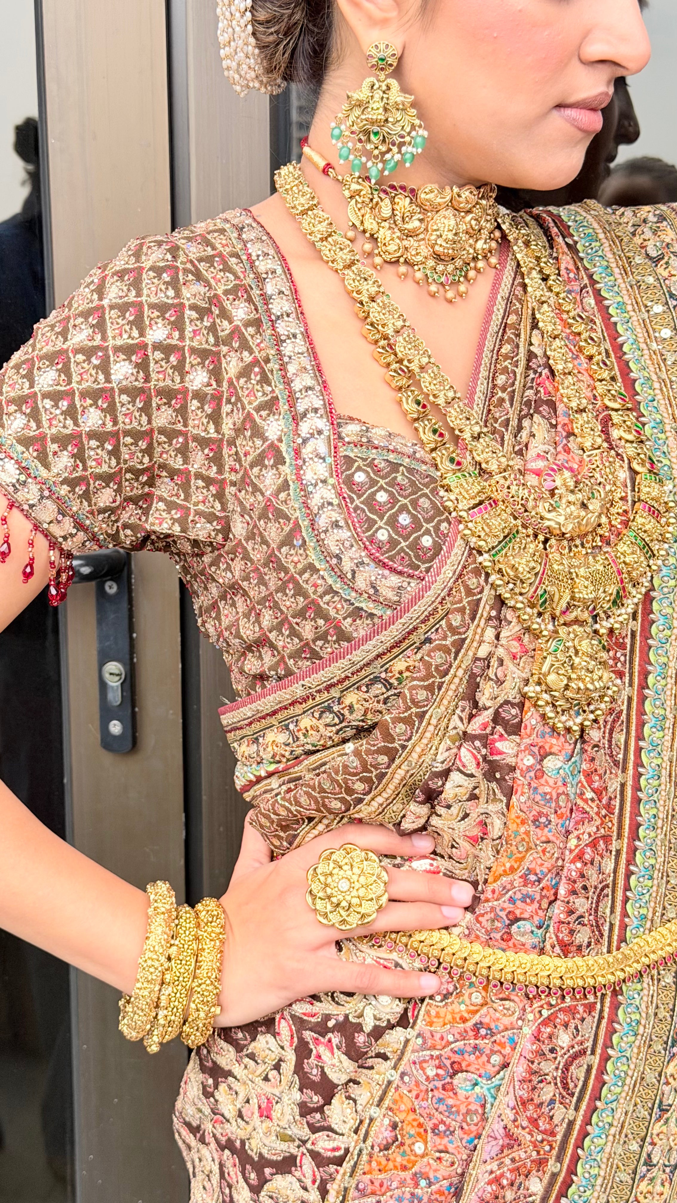 Regal Heritage Zardosi Embellished Bridal Saree Secondary image