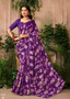 Royal Purple Floral Chiffon Saree