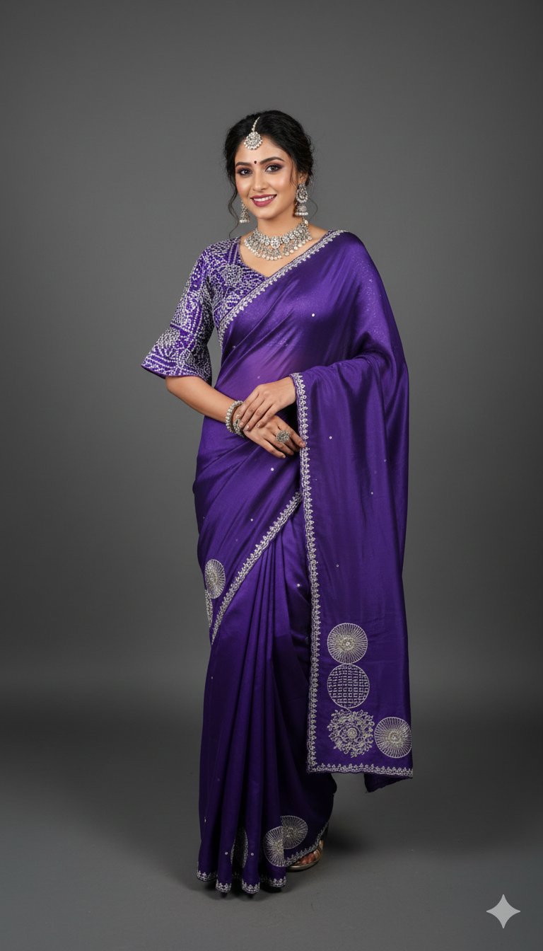 Smooth Zari Satin Silk Saree Main image