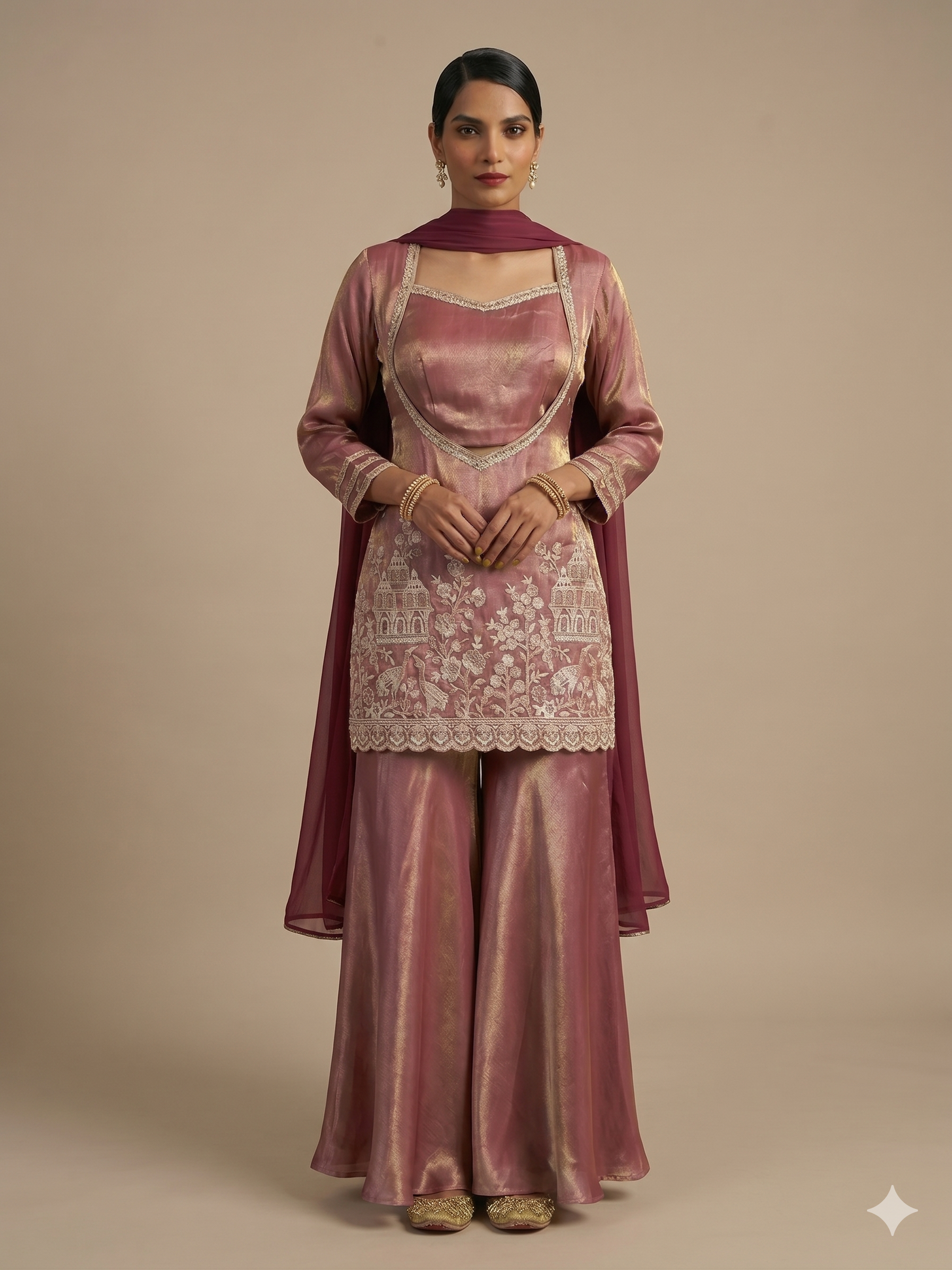 Tissue Silk Metallic Sharara Set Main image