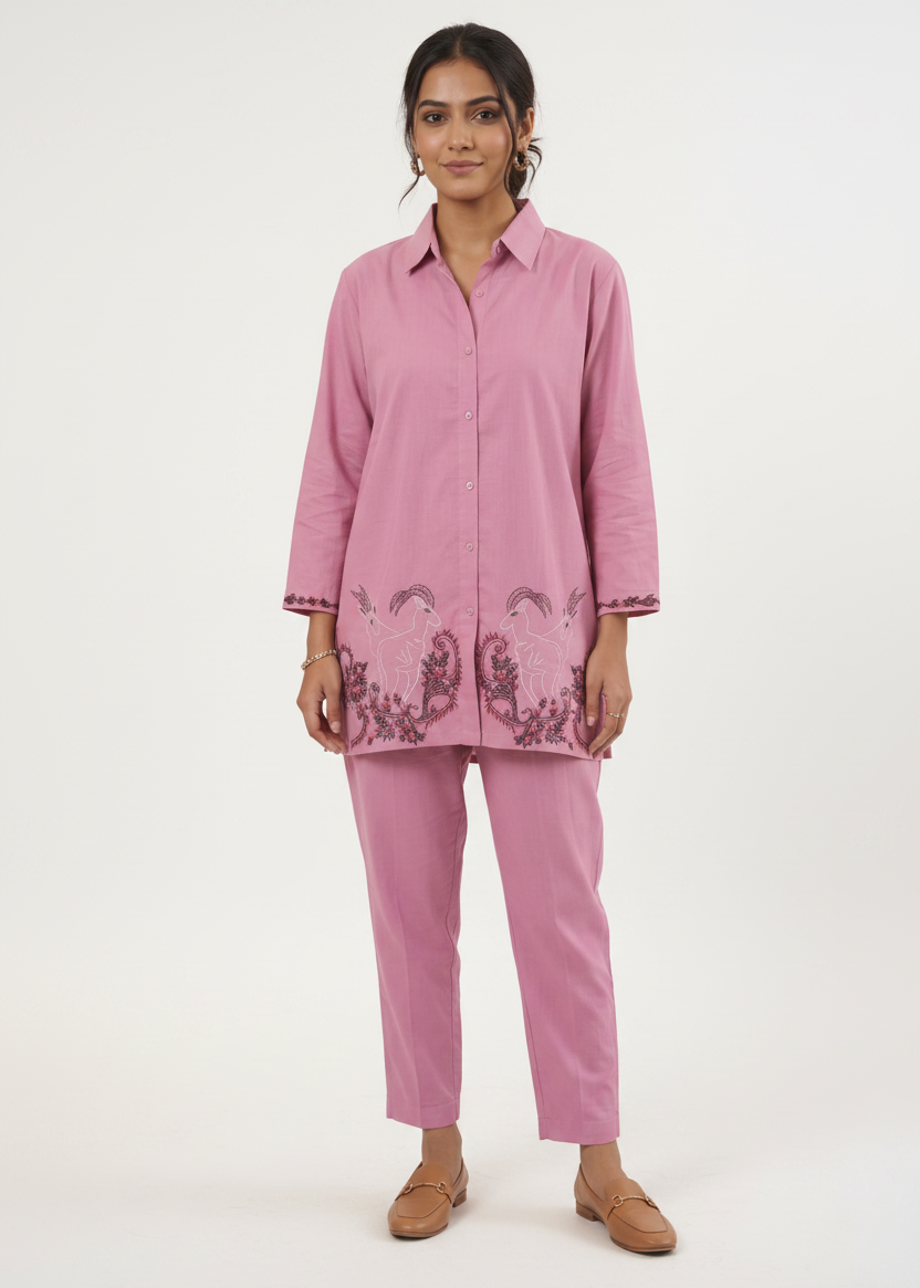 Chic Mauve-Pink Cotton Co-ord Set Main image