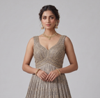Charcoal Grey Pleated Georgette Gown