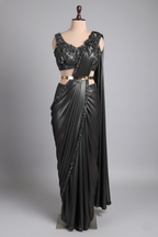 Metallic Charcoal Glamour Pre-Draped Saree ( S-043 D-76)