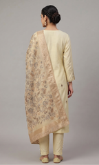 Champagne Gold Embroidered Silk Pant Set