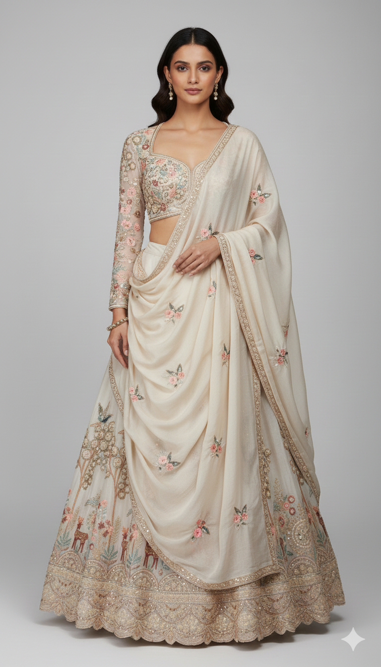 Ivory Aviary Lehenga (P-2206 M-107)