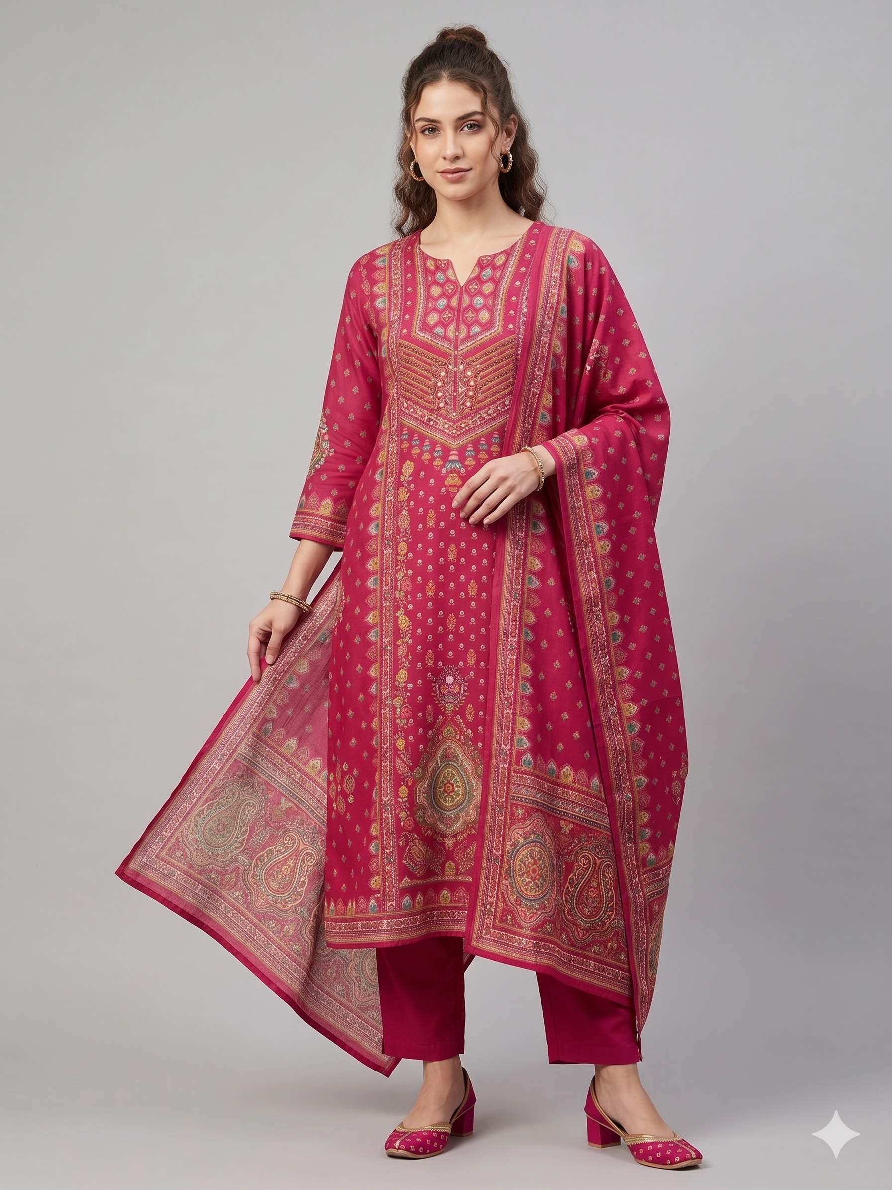 Vibrant Magenta Printed Ethnic Set Main image