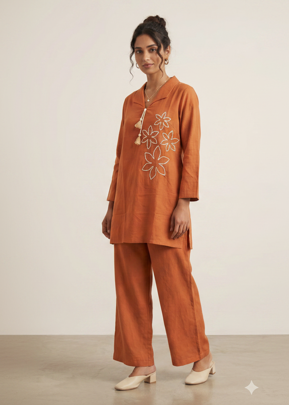 Autumn Floral Tunic & Palazzo Cord Set Main image