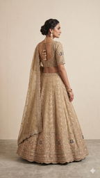 Champagne Gold Embroidered Lehenga Set