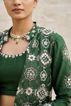 Green Embroidered Three-Piece Style Set