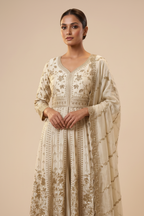 Heavy Gold Zari Georgette Anarkali Palazzo Set