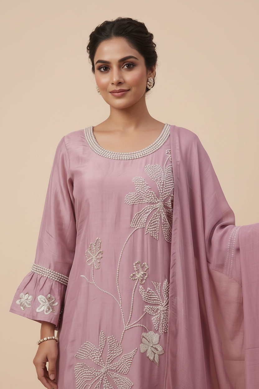 Pearl-Embellished Suit Set Secondary image