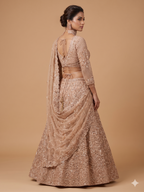 Exquisite Rose Gold Embellished Lehenga Set