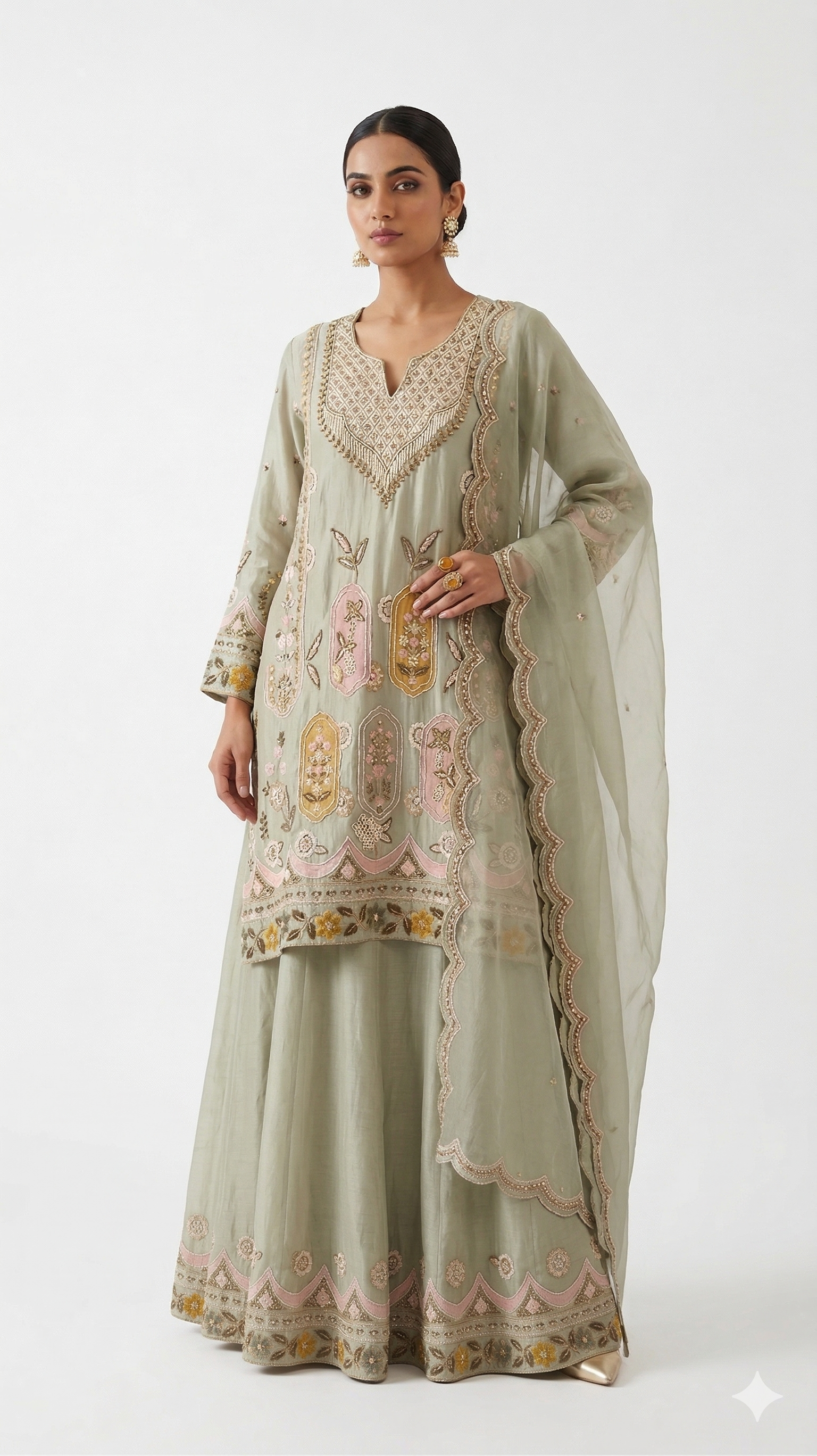 The Sage Sorbet Sharara Set Main image