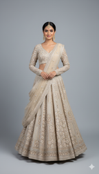 Exquisite Ivory and Beige Heavily Embellished Lehenga (P-2256 M-107)