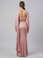 Pink Pre-Stitched Saree with Embroidered Blouse
