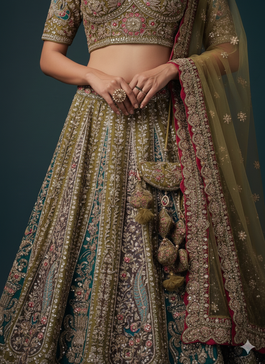 Emerald Heritage Lehenga Secondary image