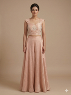 Blush Radiance Embroidered Jacket & Palazzo Set