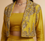 Mustard Silk Indo-Western Skirt Set