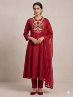 Crimson Heritage Anarkali Suit Set