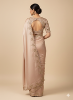 Champagne Scalloped Silk Drape