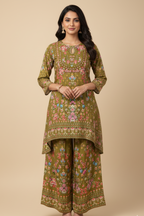 Vintage Olive Bloom Kurta Set (K3260 R-12)
