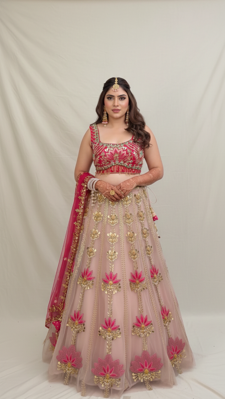 Lotus Petal Blush Lehenga Main image