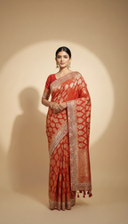 Scarlet Brocade Royale Saree (AT-0082 R-2)