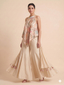 Embroidered Halter-Neck Asymmetric Tunic Set