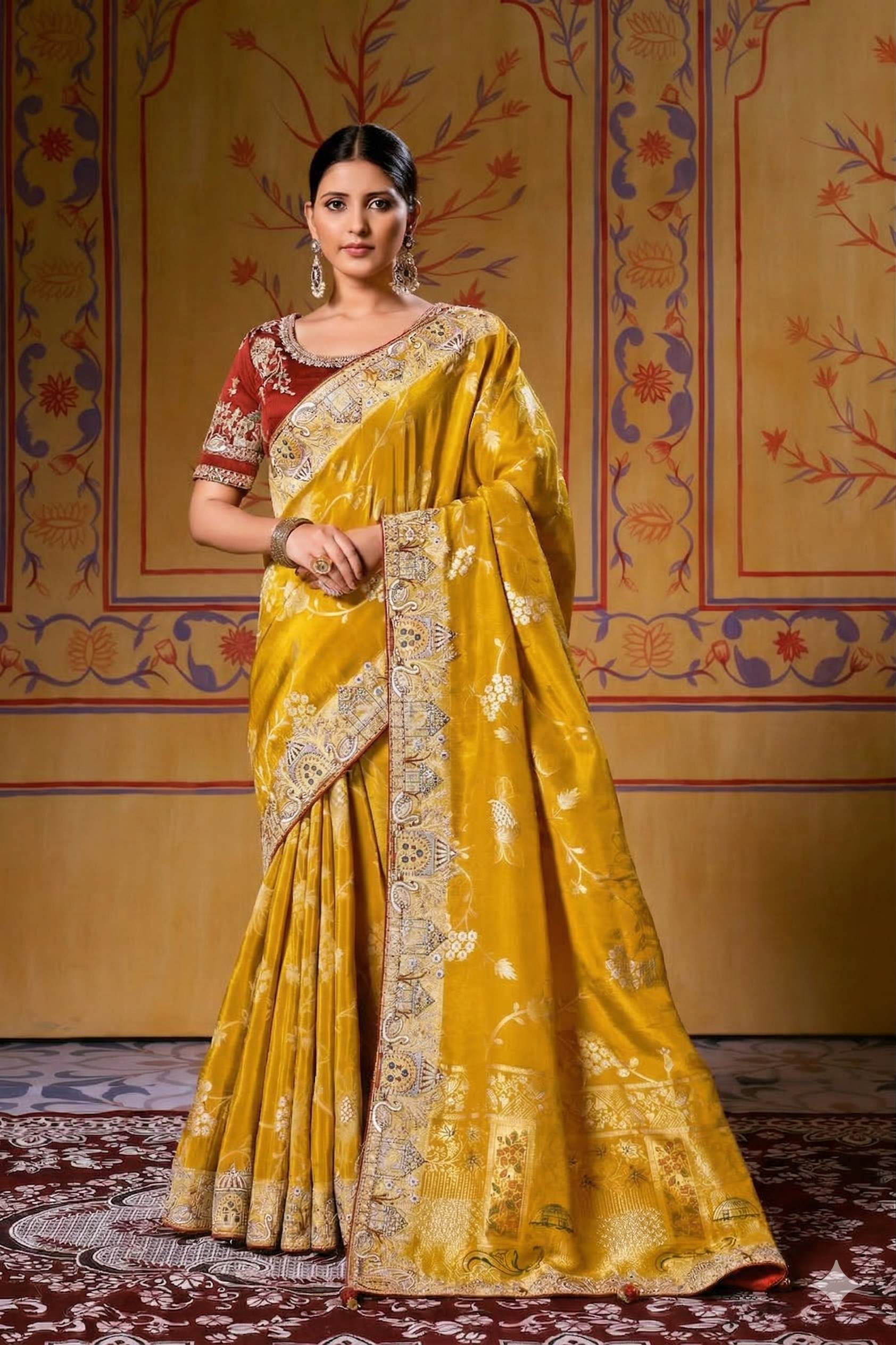 Ochre Gold Silk Saree Main image