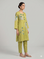 Luxe Olive Green Silk Tunic Set