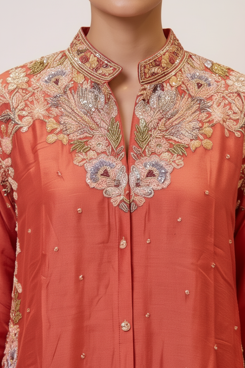 Floral Threadword Silk Tunic Set Secondary image