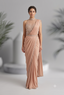 Pearl High-Neck Golden Pre-Draped Saree