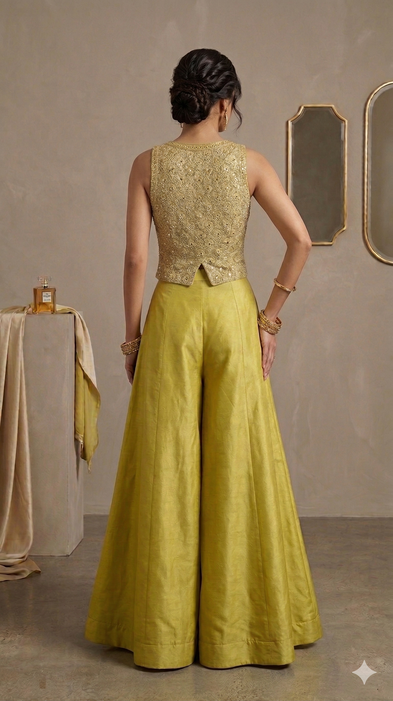 Embellished Peplum Top and Palazzo Set