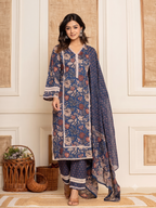 Elegant Maroon Floral Print Kurta Set