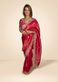 Heavy Embroidered Crimson Red Saree