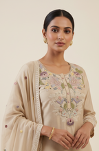 Beige Meadow Embroidered Sharara Set