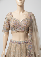 Nude beige & Pastel Heritage Lehenga (SSS-3770S D-4)