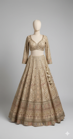 Detailed Ivory and Multi-Tone Embroidered Lehenga (LH-3117 D-19)