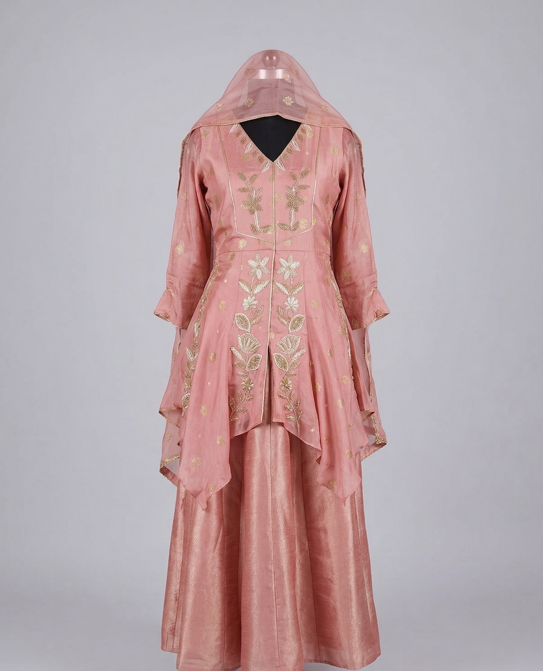 Shop Blush Rose Asymmetric Kurta & Sharara Set Online for women