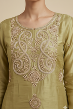 Embroidered Kurta with Dual-Tone Skirt