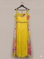 Sunshine Yellow Tiered Sharara Set with Floral Cape